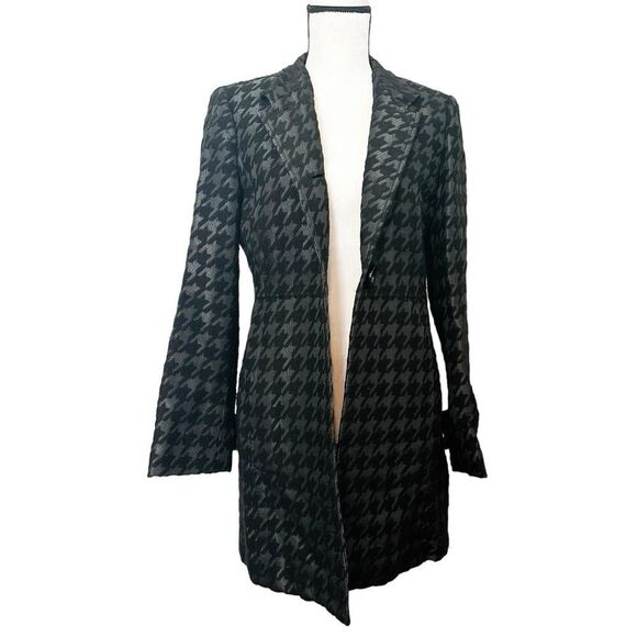 Donna Degnan Long Sleeve Button Front Houndstooth Patterned Blazer Size 8 - Picture 3 of 11